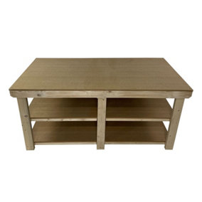 Workbench MDF top, large heavy-duty table (H-90cm, D-120cm, L-180cm) with double shelf