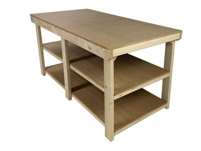 Workbench MDF top, large heavy-duty table (H-90cm, D-120cm, L-180cm ...