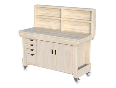 Workbench MDF top, large heavy-duty table (H-90cm, D-90cm, L-210cm ...