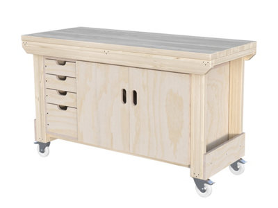 Workbench MDF top, large heavy-duty table (H-90cm, D-90cm, L-210cm ...