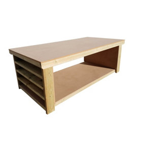 Workbench MDF top with extra shelving, very wide 4th depth table (H-90cm, D-120cm, L-120cm)