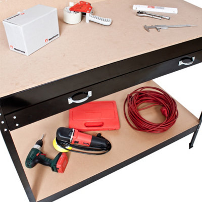 Workbench with pegboard and drawer - black