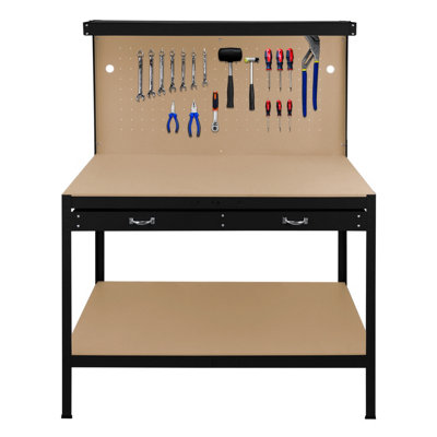 Workbench With Pegboard, Drawer And Light - Black | DIY At B&Q