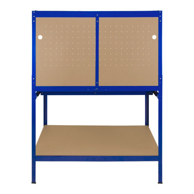 Workbench with Pegboard, Drawer and Light - Blue