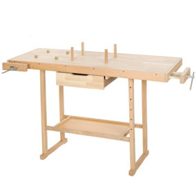 Workbench with vices model 2 wooden - brown