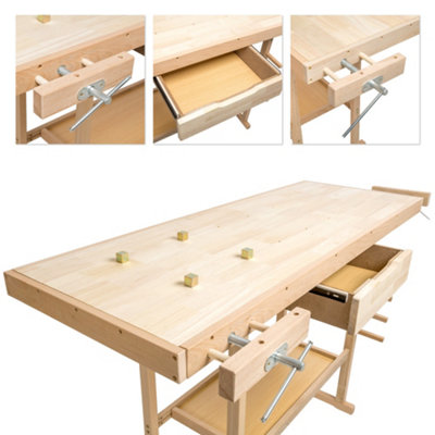 Workbench with vices model 2 wooden - brown