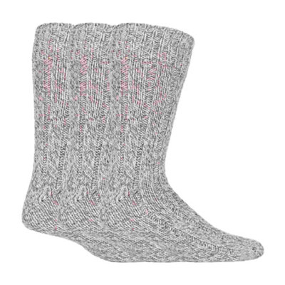 Workforce - 3 Pair Mens Wool Boot Socks 6-11 Grey