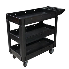 Workhorse Black Multi-Purpose Trolley with 3 Trays - 250kg Capacity