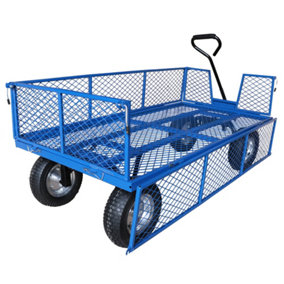 Workhorse Heavy Duty Industrial Platform Truck - Mesh Sides & Base, Pneumatic Wheels, 500kg Capacity