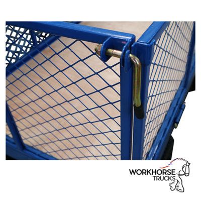 Workhorse Trucks General Purpose Heavy Duty Platform Truck With Mesh Sides. Large Plywood Base
