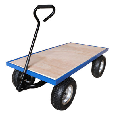 Workhorse Trucks General Purpose Platform Truck With Plywood Base, Puncture Proof Wheels, Without Sides, 400kg Capacity