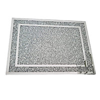 Worktop Saver Black Silver Crushed Jewel Crystal Diamante Flat Float Glass 30x40
