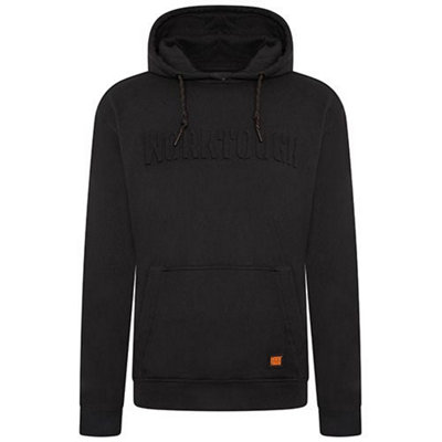 WORKTOUGH BLACK PULLOVER HOODY WITH EMBOSSED LOGO - 3XL