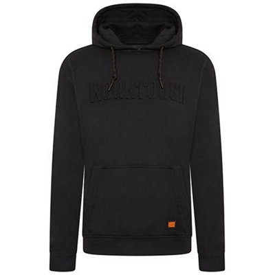 WORKTOUGH BLACK PULLOVER HOODY WITH EMBOSSED LOGO - XL