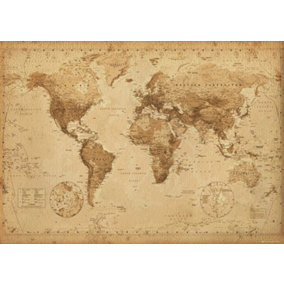 World Map Antique Style Giant Poster
