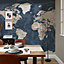 World Map Mural In Dark (350cm x 240cm)