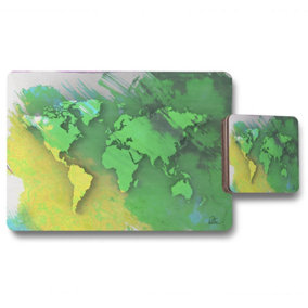 World map yellow and green (Placemat & Coaster Set) / Default Title