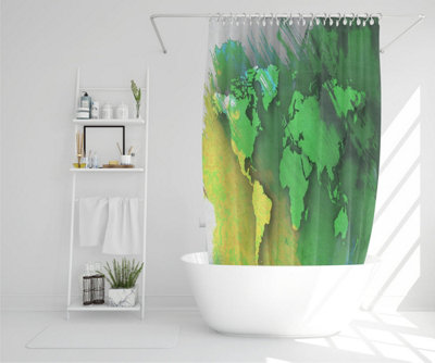 World map yellow and green (Shower Curtain) / Default Title Price Comparisons | Compare The Build