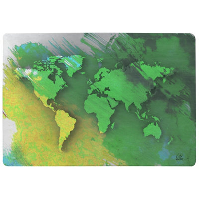 World Map Yellow And Green Special Soft Home Rug