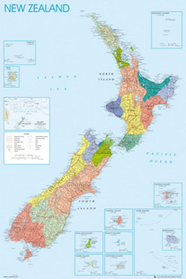 World Maps New Zealand Map 61 x 91.5cm Maxi Poster