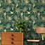 World of Wallpaper Amazonia Monkey Trees Wallpaper Emerald Green (50291-BUR)