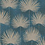 World of Wallpaper Calypso Leaf Wallpaper Blue/Gold (AF0009-BUR)
