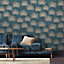 World of Wallpaper Calypso Leaf Wallpaper Blue/Gold (AF0009-BUR)
