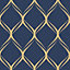 World of Wallpaper Clifton Wave Geometric Wallpaper Navy/Gold (WOW41964-BUR)