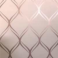 World of Wallpaper Clifton Wave Geometric Wallpaper Pink/Rose Gold (WOW41962-BUR)