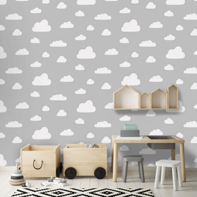 World of Wallpaper Clouds Wallpaper Grey/White (A618 CAO 3-BUR)