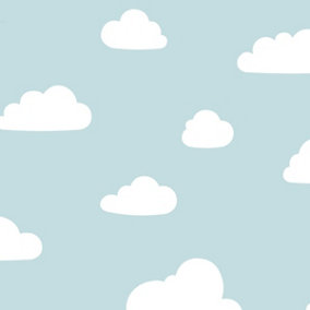 World of Wallpaper Clouds Wallpaper Soft Teal/White (A618 CAO 6-BUR)