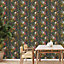 World of Wallpaper Lemur Wallpaper Black/Multi (50160-BUR)