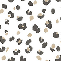 World of Wallpaper Leopard Spot Wallpaper White/Gold (50281)