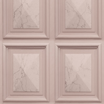 World of Wallpaper Marble Wood Panel Wallpaper Blush Pink (AG500-35-BUR)