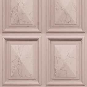 World of Wallpaper Marble Wood Panel Wallpaper Blush Pink (AG500-35-BUR)
