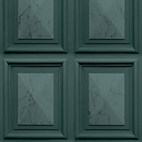 World of Wallpaper Marble Wood Panel Wallpaper Teal Green (AG500-39-BUR)