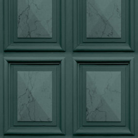 World of Wallpaper Marble Wood Panel Wallpaper Teal Green (AG500-39-BUR)