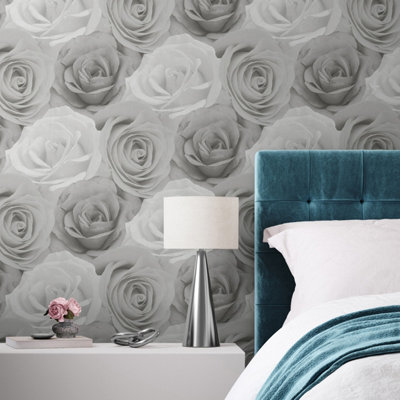 World of Wallpaper Melany Rose Wallpaper Grey (AF0014-BUR)