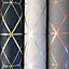 World of Wallpaper Metro Diamond Geometric Wallpaper Charcoal/Copper (A362.AE-BUR)