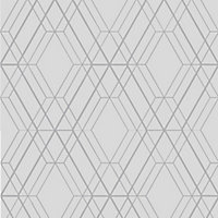 World of Wallpaper Metro Diamond Geometric Wallpaper Grey/Silver (A362.AC-BUR)