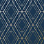 World of Wallpaper Metro Diamond Geometric Wallpaper Navy/Gold (A362.AG-BUR)