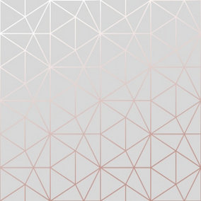 World of Wallpaper Metro Prism Geometric Wallpaper Grey/Rose Gold (A361.AI-BUR)