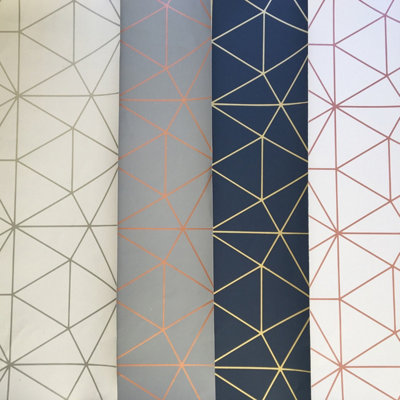 World of Wallpaper Metro Prism Geometric Wallpaper Grey/Rose Gold (A361.AI-BUR)