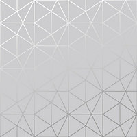 World of Wallpaper Metro Prism Geometric Wallpaper Grey/Silver (A361.AC-BUR)