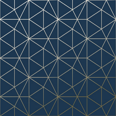 World of Wallpaper Metro Prism Geometric Wallpaper Navy/Gold (A361.AG-BUR)