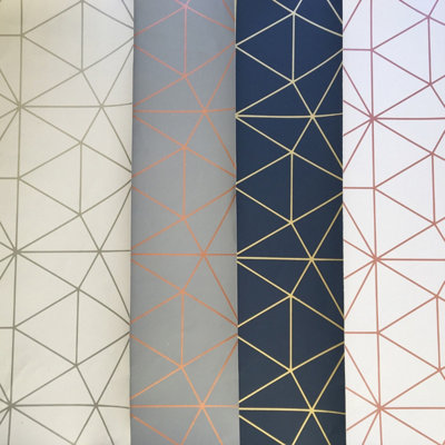 World of Wallpaper Metro Prism Geometric Wallpaper Navy/Gold (A361.AG-BUR)