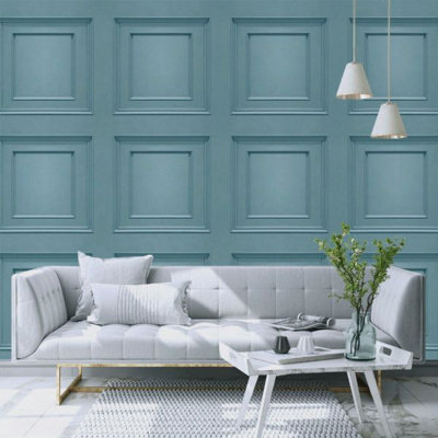 World of Wallpaper Oliana Wood Panel Wallpaper Blue 8499