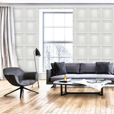 World of Wallpaper Oliana Wood Panel Wallpaper White 8498