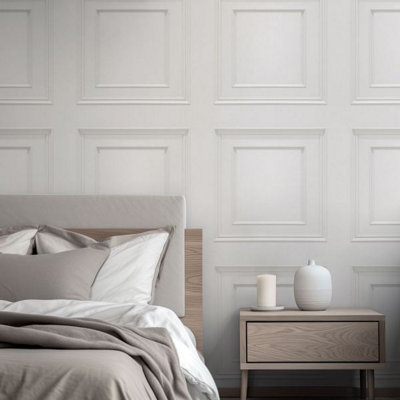 World of Wallpaper Oliana Wood Panel Wallpaper White 8498