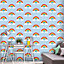 World of Wallpaper Retro Rainbow Wallpaper Pale Blue (9993-BUR)